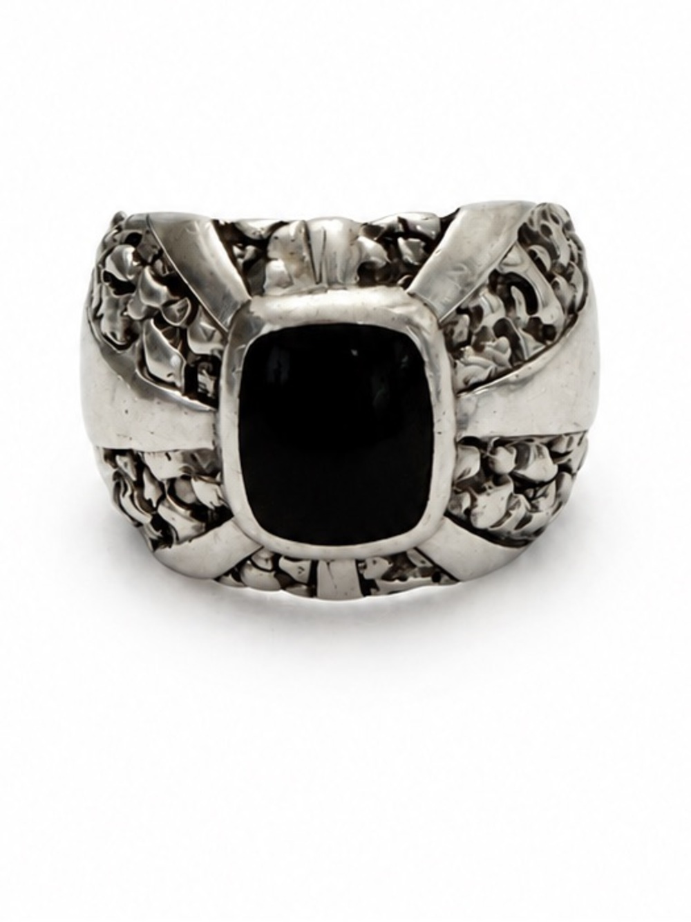 Silver Cloud Sterling Silver Black Onyx Southwestern Ring Size 8.5 14g